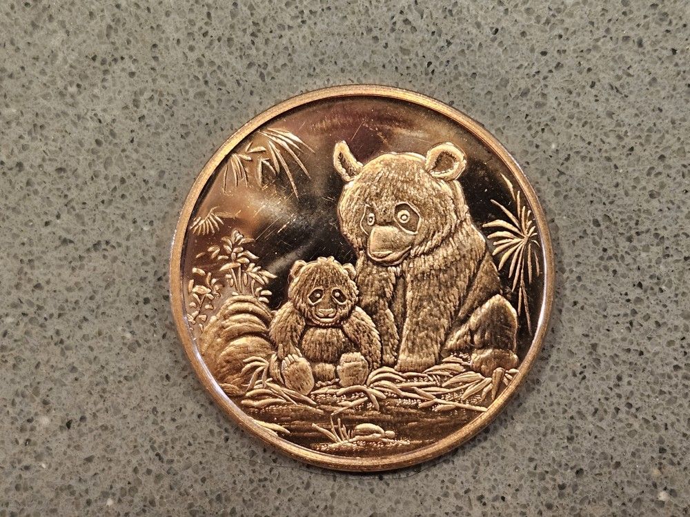1 oz. AVDP .999 FINE Copper Round  - "2012 China Panda Bears"
