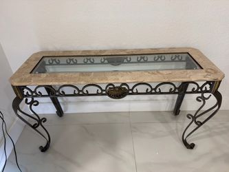 Modern Console Table w/ Iron Scroll Design