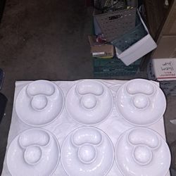 Vintage California pottery 352 artichoke plates. Set of six