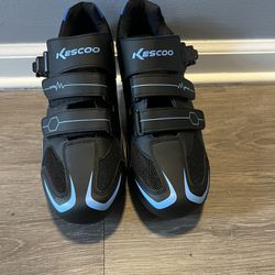 Kescoo Cycling Shoes Compatible With Pelaton Indoor Road Bike Blue