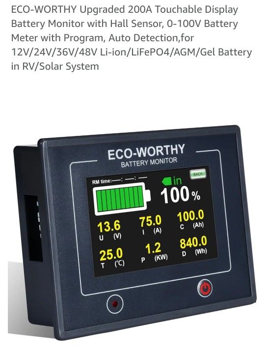 ECO-WORTHY Upgraded 200A Touchable Display