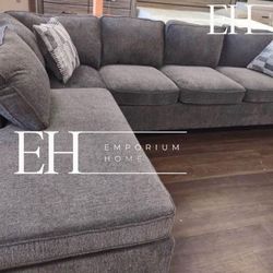 Grey Chenille Sofa Sectional 107” X 82”