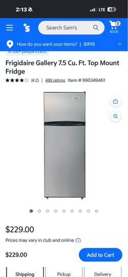 Frigidaire 7.5 Cu. ft. Top Mount Refrigerator, Apartment Size Fridge with Reversible Doors, Platinum