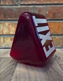 REMARKABLE CONDITION 1930's theater 🎥 Glass Ruby Red Wedge Exit Sign