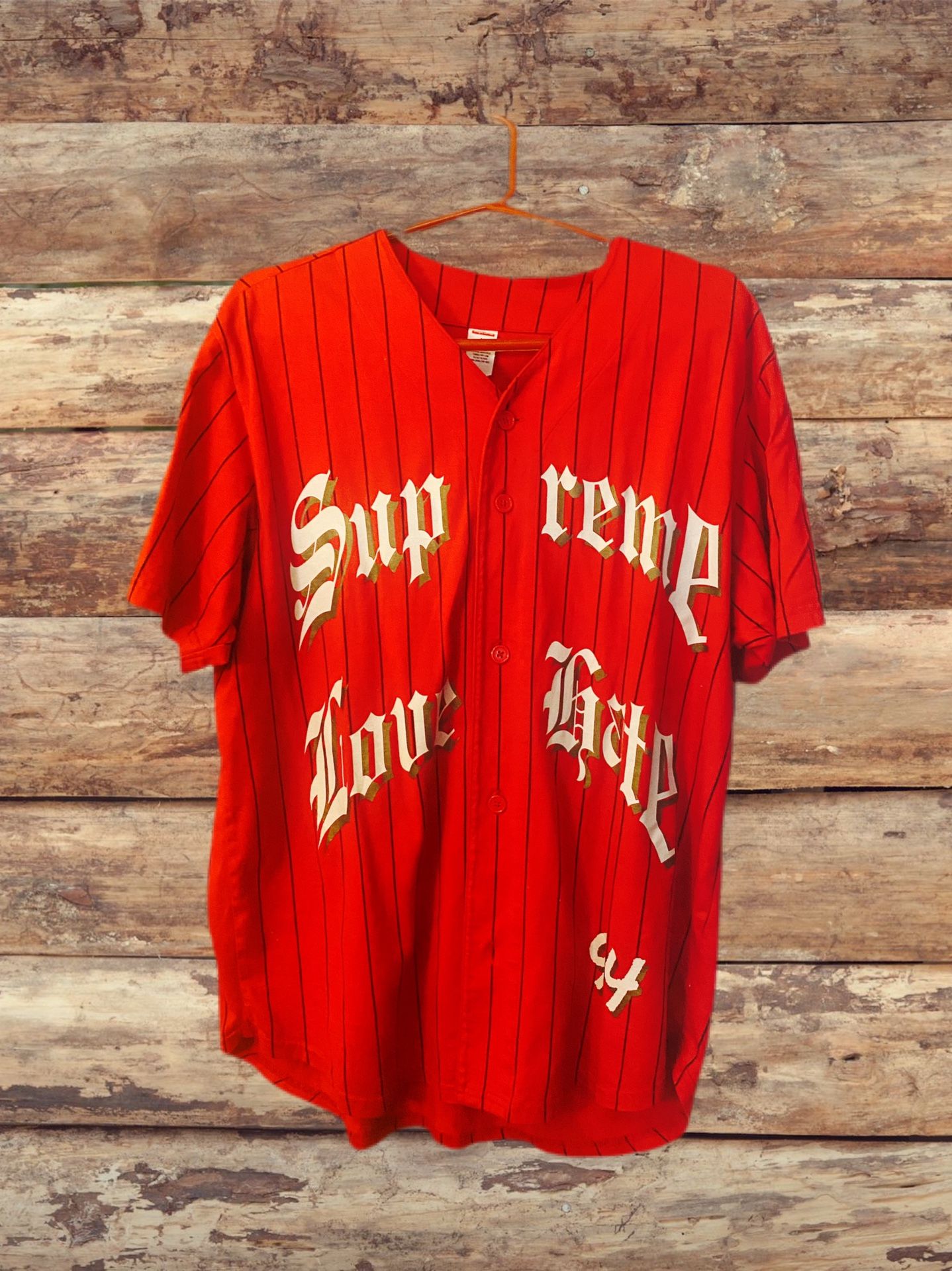 Supreme Love/ Hate Baseball Jersey (red) So. M