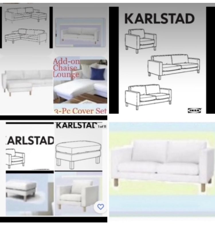 IKEA Karlstad Authentic Replacement Covers,Blekinge White for 2-Seat Loveseat, Chaise Lounge,Armchair Chair & Ottoman Footstool Covers AVAIL NOW $100+