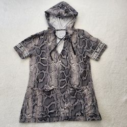 Michael Kors Snake Skin Pattern Short Sleeves Hoodie Top Women's Size Small