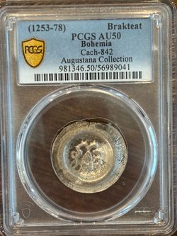 PCGS AU50 Medieval Bohemia Brakteat PCGS AU50 Medieval Silver
