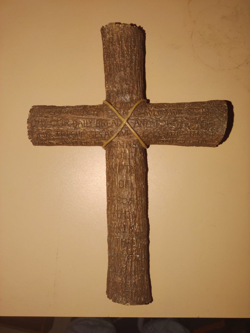 Polyresin Cross With Lords Prayer