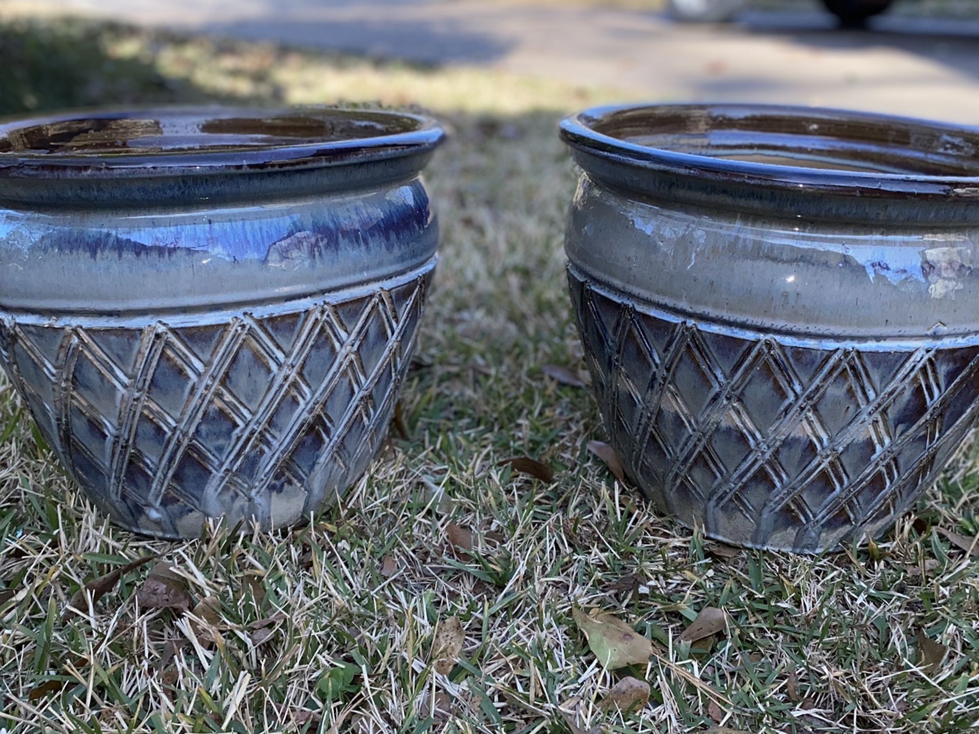 2 Hand Glazed Ceramic Pots