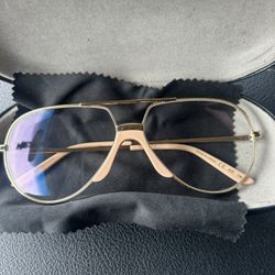 GUCCI Gold Clear Crystal Aviator Metal Retro Sunglasses GG0432S 