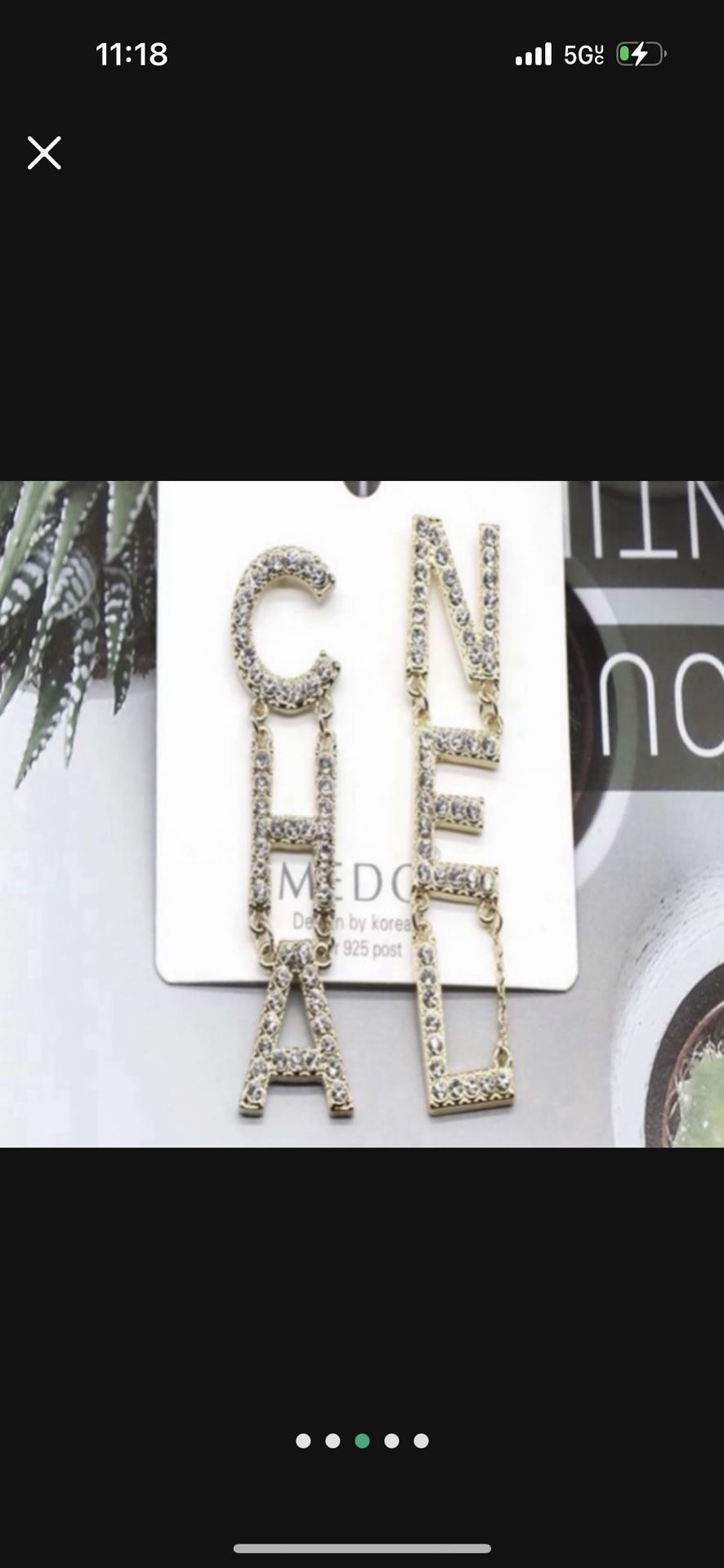 Crystal Logo Drop Earrings