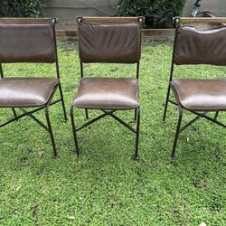 Mid Century Vintage Metal And Wood Chairs- 