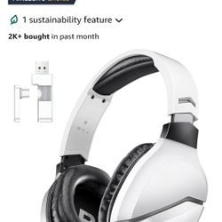 Wireless Gaming Headset with Noise Canceling Microphone for PS5, PC, PS4, 2.4G/Bluetooth Gaming Headphones with USB and Type-c Connector, Wired Mode 