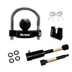 RETRUE Keyed Alike Trailer Lock Set Tow & Store Lock Kit Include Universal Coupler Lock & Dual Hitch Receiver Pin Lock & Trailer Tongue Lock, Black