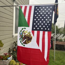 USA MEXICO HALF FLAG SIZE 3FTX5FT 