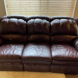 FREE - Cozy Sofa Leather Burgundy W Recliners