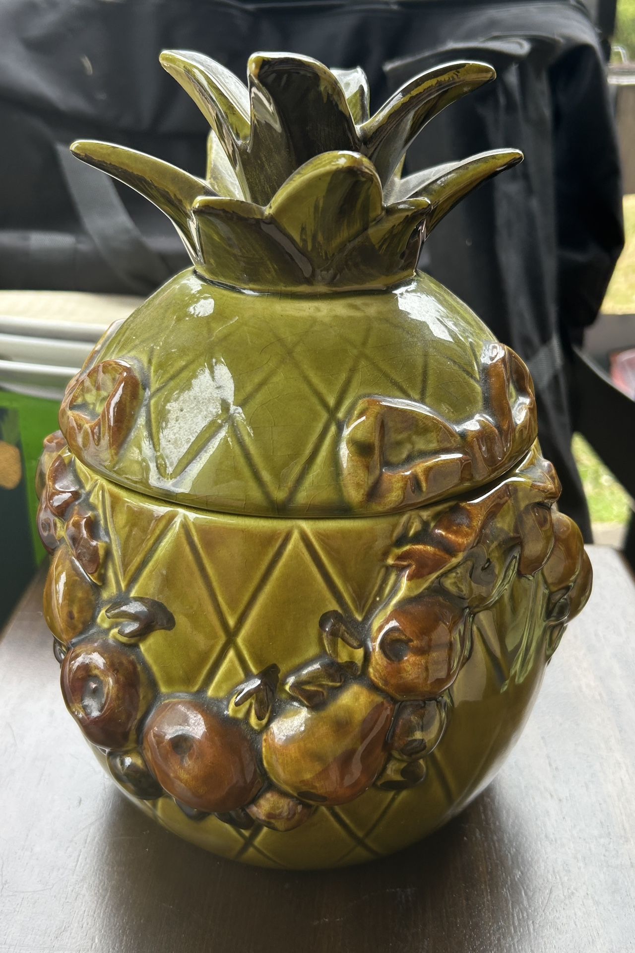 Vintage Ceramic Pineapple Cookie Jar Made by Los Angeles Potteries