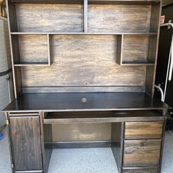 Solid Oak Computer Desk With Hutch
