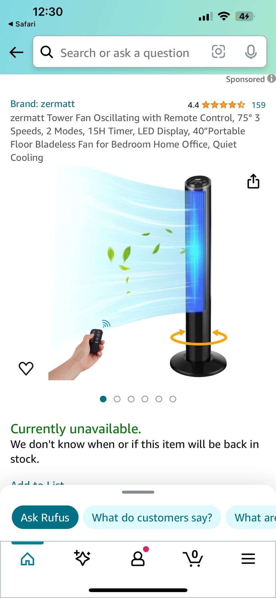 Zermatt Tower Fan Oscillating With Remote Control