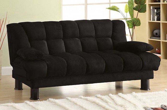 Brand New Black Futon Sofa Storage Sleeper