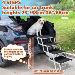 Aluminum 4 Step Non Slip Foldable Portable Ramp for Large Dog 200lb to Car Truck SUV High Bed NEW CONDITION