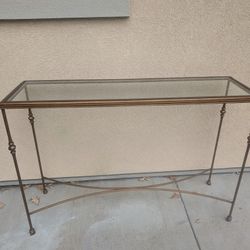 Aged Glass Gold Console Table 