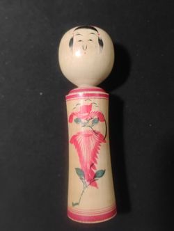 Vintage Kokeshi Japanese Hand Crafted Wood Doll