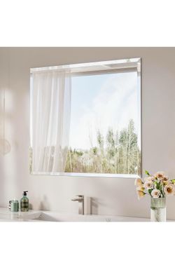 Keonjinn 41.7x35.8 Silver Metal Frame Beveled Tempered Wall Mirror
