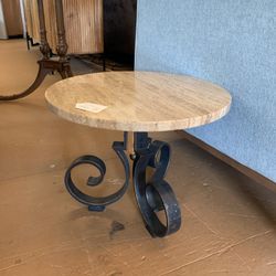 Marble Top Iron Base Side Table