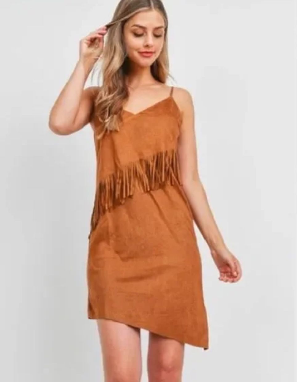 [ontwelfth] Brown suede  Western Fringe Dress