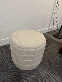 Cream Corduroy Ottoman / Storage Pouf