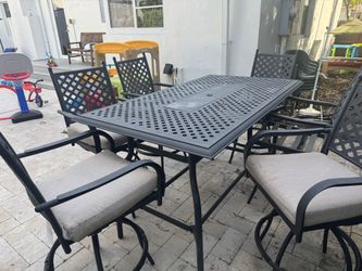 Huge Fire Put Table With Six Chairs