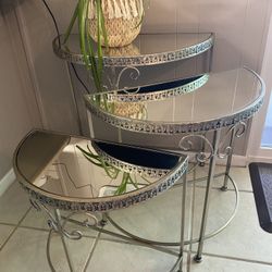 STACKABLE MIRRORED AND BUTTERFLY , GOLD TONE OVER SILVER BUTTERFLY’S  STACKABLE