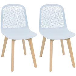 New Light Blue Dining Chairs, Wood Legs - Set of 2
