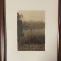 Picture and frame  - sepia toned lake view