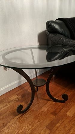 Round glass coffee table 31",22" tall