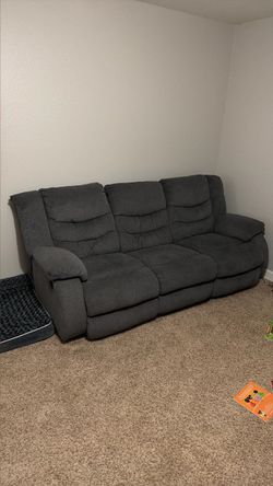 Gray Fabric Reclining Sofa