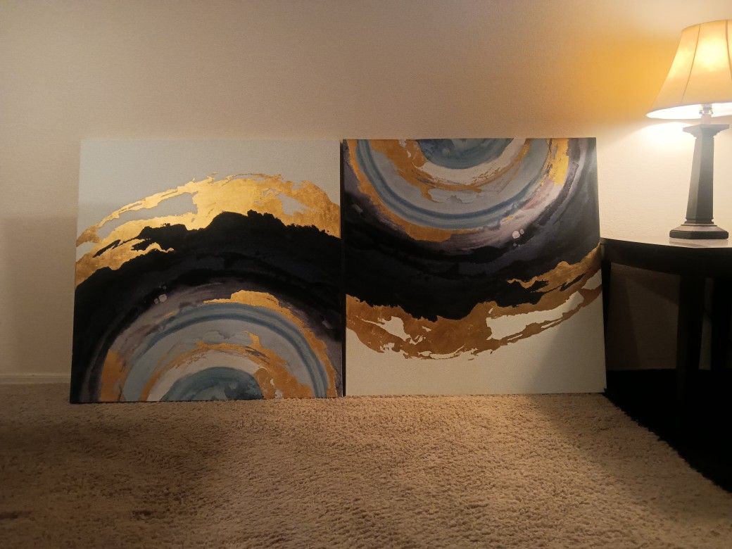 'Indigo Agate Canvas Art Print framed Wall Approx. 40'' x 40"