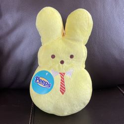 Yellow , Peep Bunny With Tie Dog Toy  Plush Squeaky 