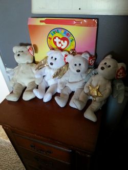 4 Angel beanie baby bear's
