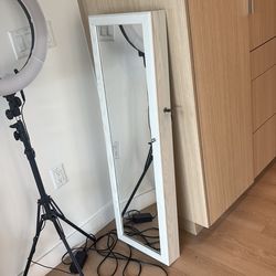 Jewelry Cabinet Whitewashed Wood