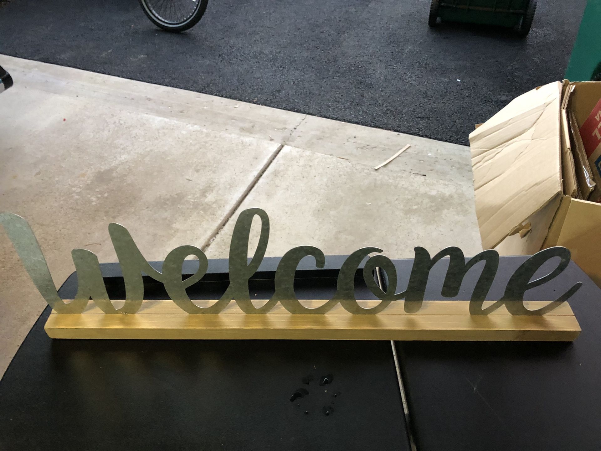 Wood and Metal Welcome Sign