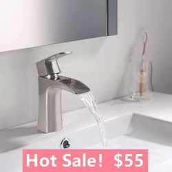 Single?Handle?Bathroom?Waterfall?Faucet??with?Pop-up?Drain,B0283BN Clearance Sale