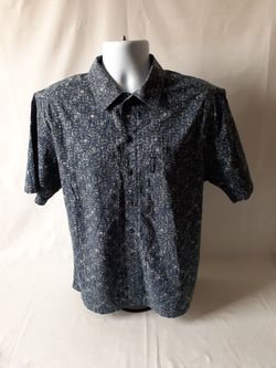 Columbia mens blue short sleeve button-down design print shirt size S