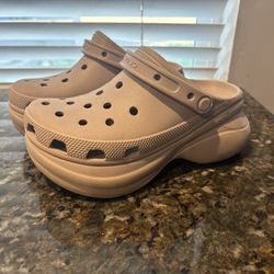 Womens Crocs Classic Bae Platform Clog - Taupe