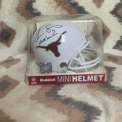 CHRIS SIMMS AUTOGRAPH TEXAS LONGHORNS MINI HELMET BECKETT HOOK EM SIGNED AUT0