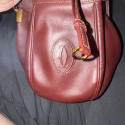 Authentic Gorgeous Cartier Bucket Bag Small Soft Leather Color Bordeaux