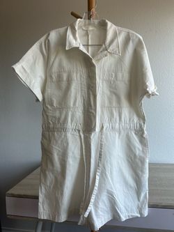 H&M White Short Sleeve Romper with Pockets