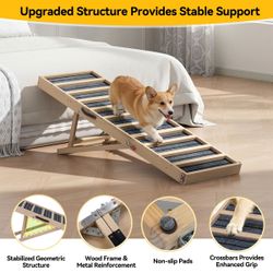 Wooden adjustable pet ramp adjustable height expandable from 35 inch to 55 inch,new
